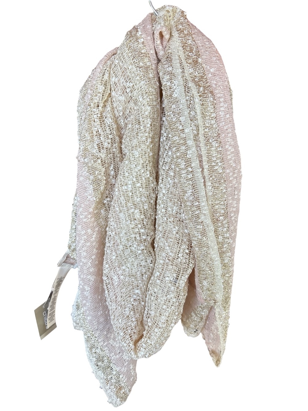 Chico's Pale Pink with Gold Metallic Open Knit Scarf